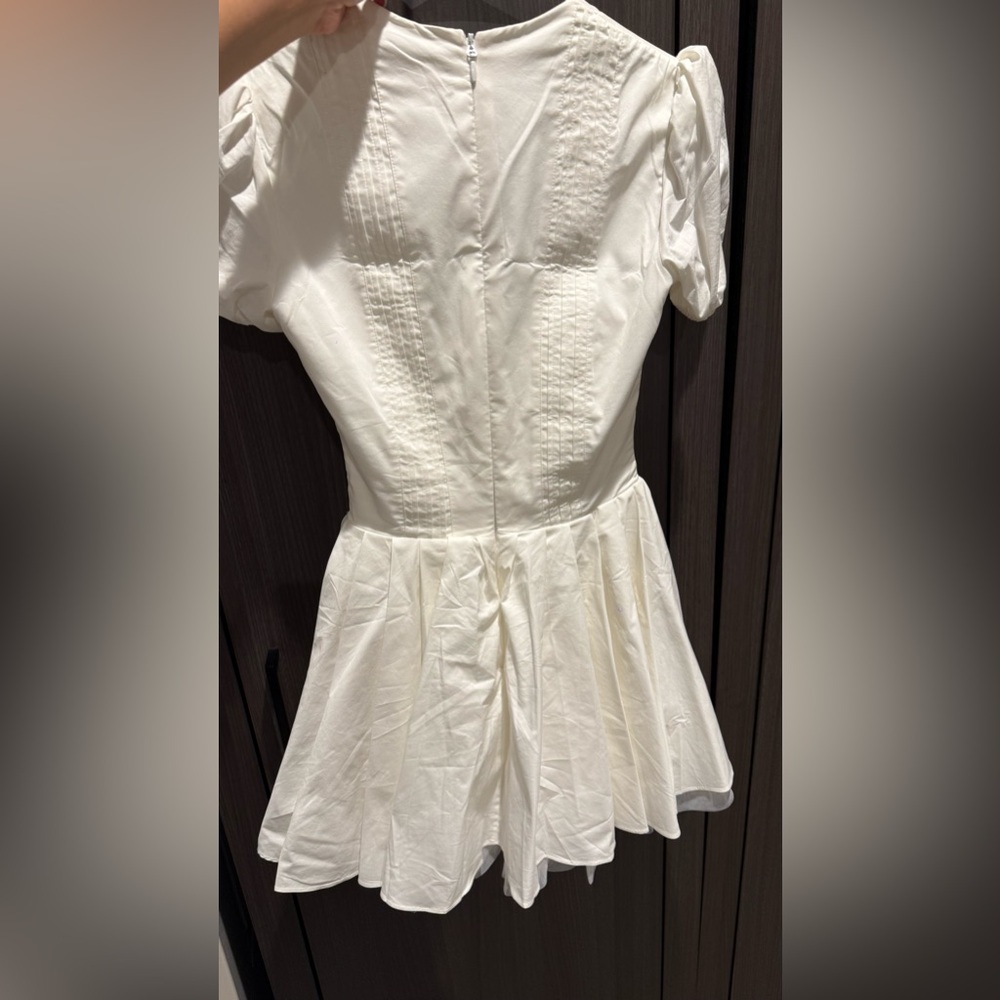 House of CB Imani White Pleated Cotton Mini Dress - Picture 5 of 8